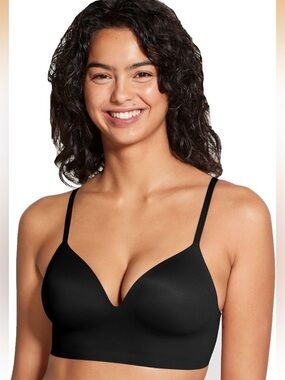 NWOT Med True & Co. Black Seamless Wireless Longline T-Shirt Boost Bra